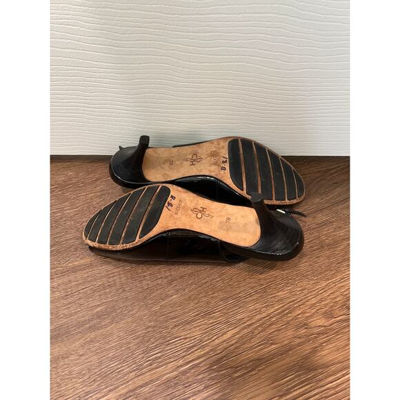 Cole Haan Nike Air Black Patent Leather Slingback Peep Toe Pumps Size 7 - Picture 7 of 7